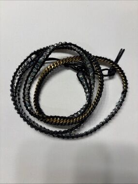 Victoria Emerson Women's Multi-Strand Black & Gold Wrap Bracelet